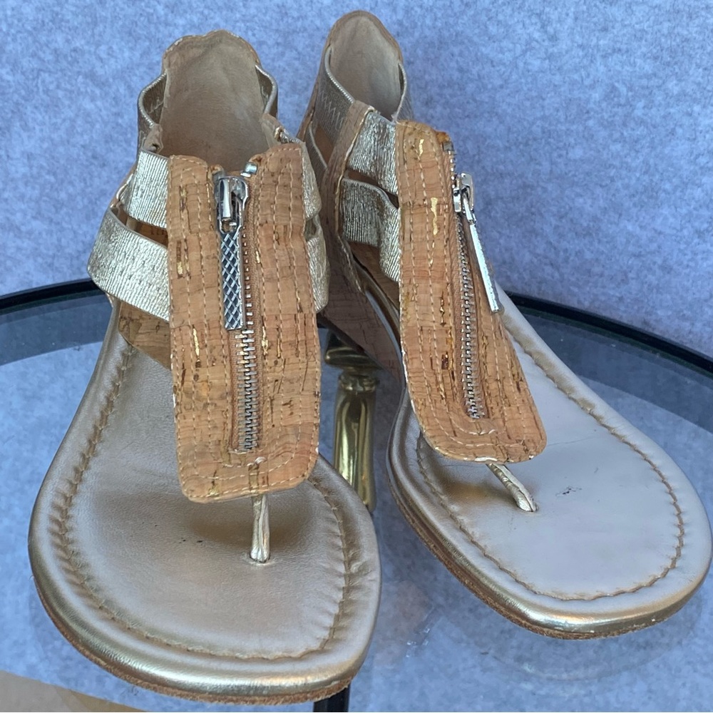 D16 Donald J Pliner Dori wedge sandals cork metallic 7.5N - Picture 12 of 14
